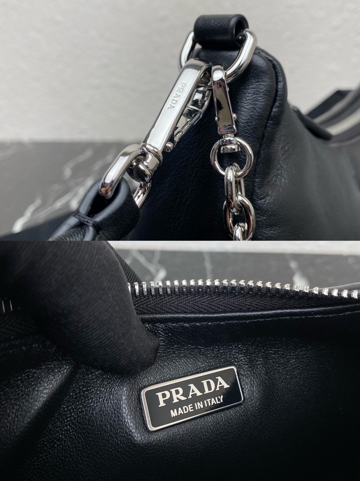 Prada Padded Nappa Leather Re Edition 2005 Shoulder Bag Black 1BH204